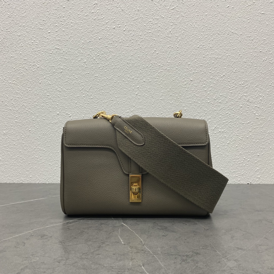 Celine Teen Soft 16 Smooth Calfskin Shoulder Bag Green 196853